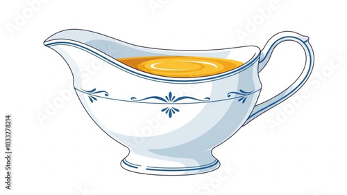 Classic gravy boat with golden gravy