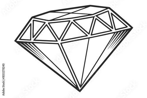 Flat diamond symbol — crisp geometric edges, ultra-minimal styling, transparent background.