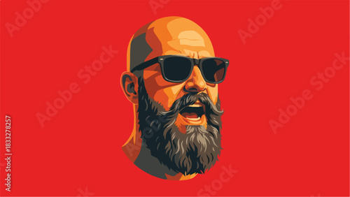Stylized Portrait of a Bearded Man with Sunglasses.