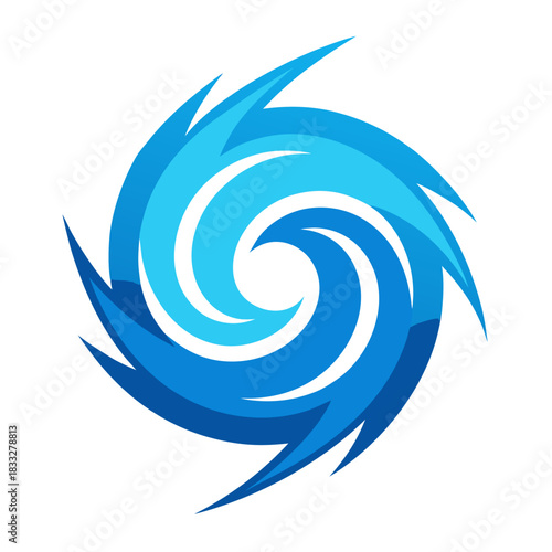 Abstract blue swirling cyclone logo design