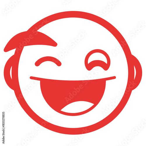 Happy winking face with open mouth and red hair