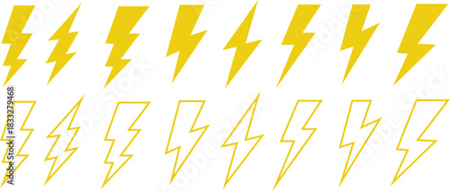 Yellow Lightning Bolt Icons and Outlines electricity
