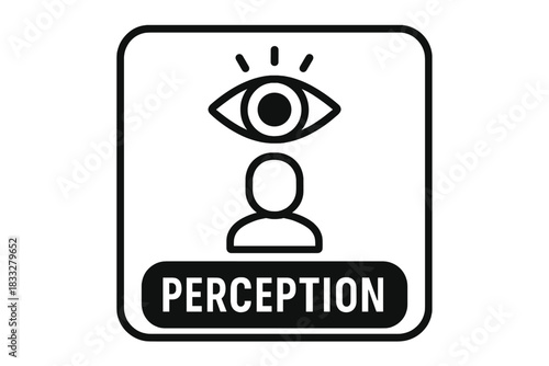 Stylized human figure and open eye symbol representing perception and awareness