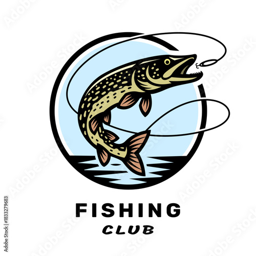 Fishing club logo with an image of a pike