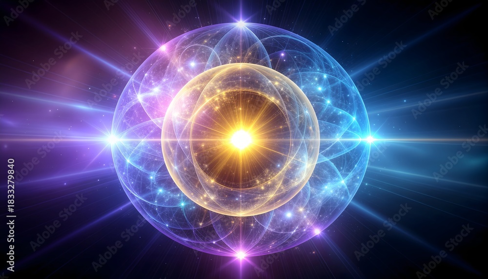 Fototapeta premium Radiant cosmic sphere glowing with vibrant energy high resolution photo