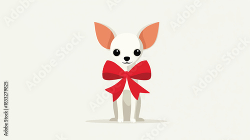 Cute Cartoon Chihuahua Dog with Red Bow Illustration for Design Projects