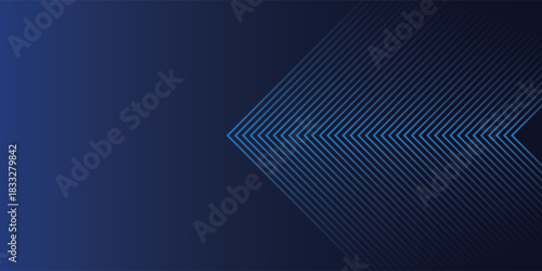 Blue abstract background with glowing arrow lines. Modern shiny blue geometric lines design. Technology futuristic concept. Horizontal banner template. Suit for cover, header, poster, banner, web