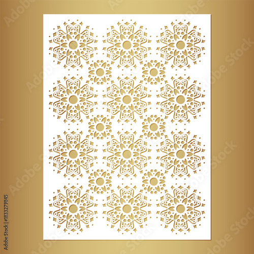 Ornate Laser Cut Floral Snowflake Panel Decorative Design Element