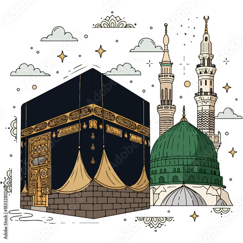 Islamic Holy Sites illustration vector
