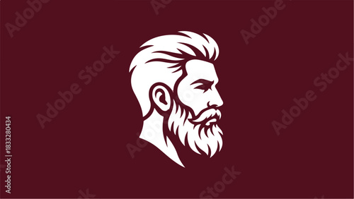 Stylized Vector Illustration of a Bearded Mans Profile.