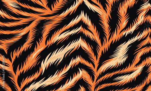 Vibrant orange animal fur texture, a close-up of tiger skin