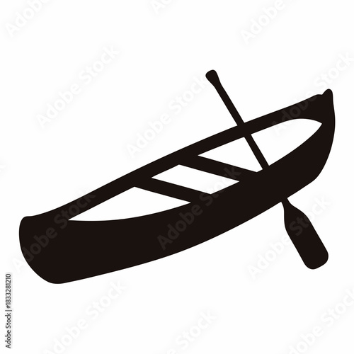 Silhouette of a canoe with a paddle, representing recreation and water sports