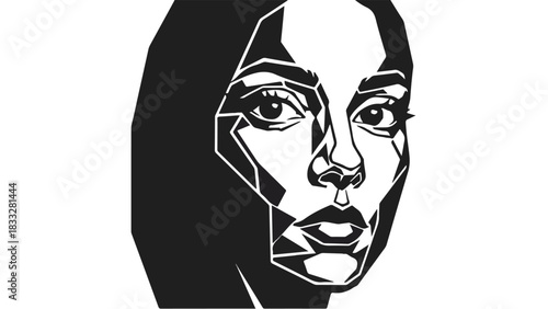 Abstract Geometric Portrait of a Womans Face.