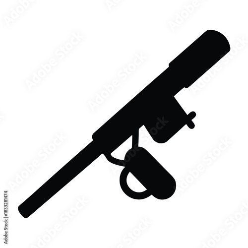 A simple monochrome illustration of a tear gas grenade launcher for riot control