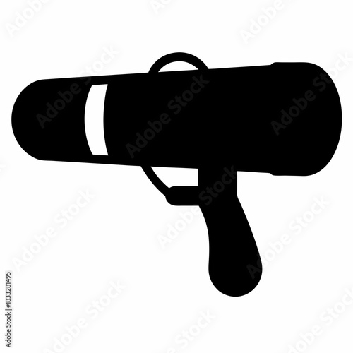 Black and white vector illustration of a megaphone or bullhorn silhouette