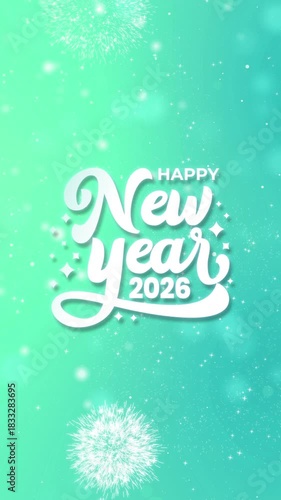 Happy new year 2026 lettering animation with twinkling stars background. ideal for new years eve celebrations invitations, greeting cards, and social media posts.