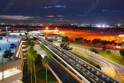 Tampa, FL USA - 03 16 2022: Night landscape of Tampa international TPA airport in Florida, USA	
