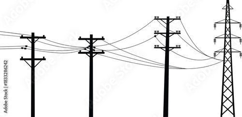 Utility poles, transmission tower, electrical transformers, power lines, electricity distribution, energy infrastructure, voltage network, industrial grid, 