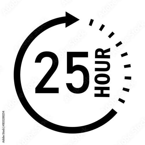Twenty five hour rotation clock icon for extended service