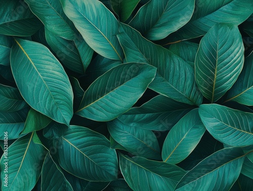 Wallpaper Mural A close-up view of lush, green leaves with intricate textures and vibrant shades, creating a serene natural aesthetic. Torontodigital.ca