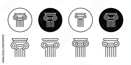 Simple Pillar Column Icon in Clean Outline Vector Illustration Featuring Minimal Architectural Structure Symbol for Classic Building Design Elements and Modern Construction Graphic Concepts