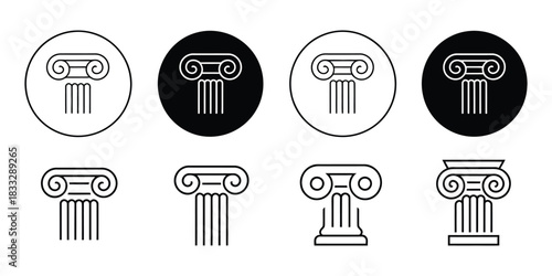 Simple Pillar Column Icon in Clean Outline Vector Illustration Featuring Minimal Architectural Structure Symbol for Classic Building Design Elements and Modern Construction Graphic Concepts