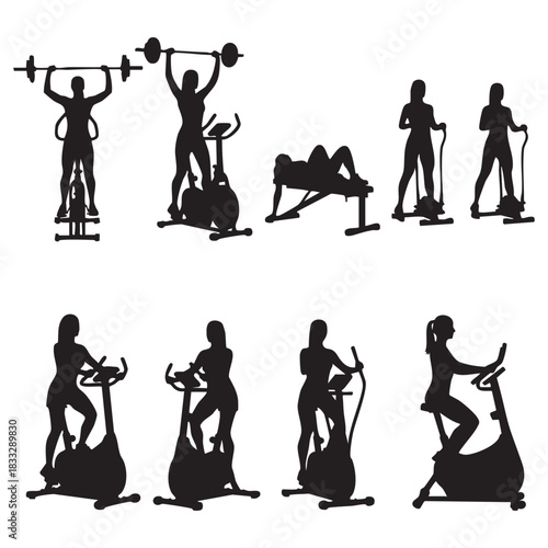 Gym woman silhouette vector art illustration