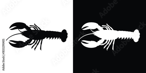 Lobster vector silhouette, lobster icon, Seafood vector illustration