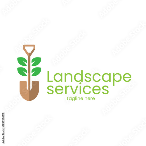 Landscape logo, lawn care vector, gardening service icon, landscaping company logo, garden leaf vector, yard maintenance icon