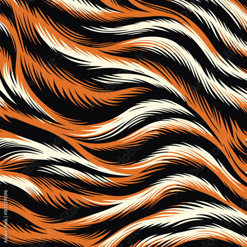 Flowing orange animal fur, a seamless abstract skin texture