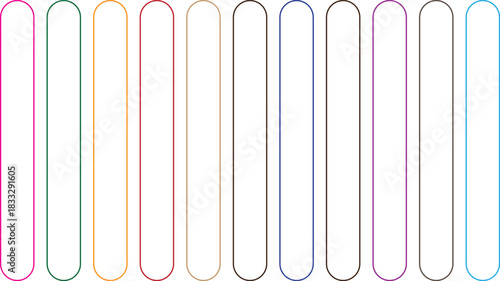 Isolated set of colorful metal paper clips on a white background, useful as an office tool symbol