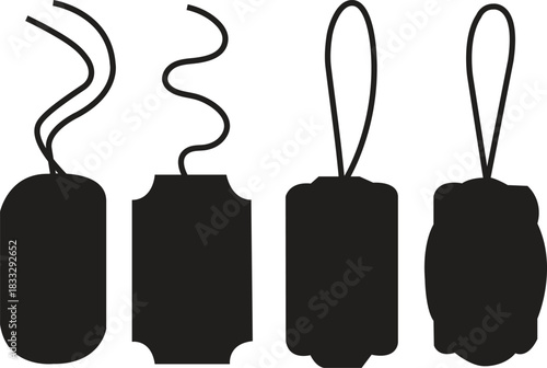 Black and white wine bottles with blank paper label design vector illustration set for sale business icon