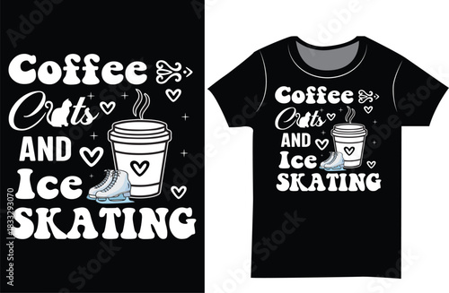 Ice Skating winter game shoes typography t shirt design.