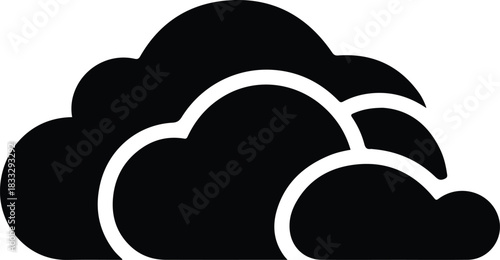 Black cloud shape with white outline icon symbol