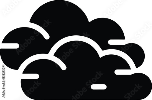 Black cloud shape with white outlines icon symbol