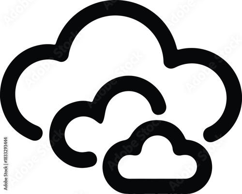 Black outline cloud cluster icon symbol weather
