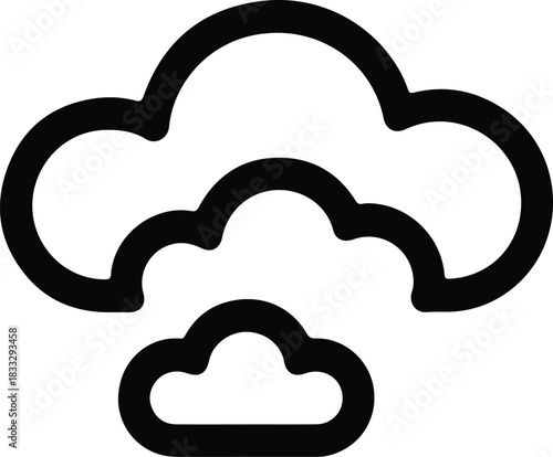Black outline cloud icons on white background symbol