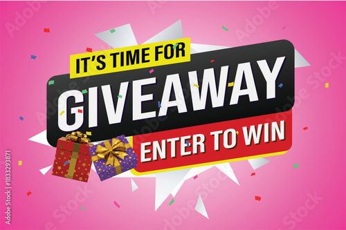 giveaway enter and win word vector gift box surprise style for social media landing page, template, ui, web, mobile app, poster, banner, flyer, background, gift card, coupon, label, wallpaper

