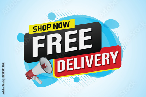 free delivery poster banner graphic design icon logo sign symbol social media website coupon sale

