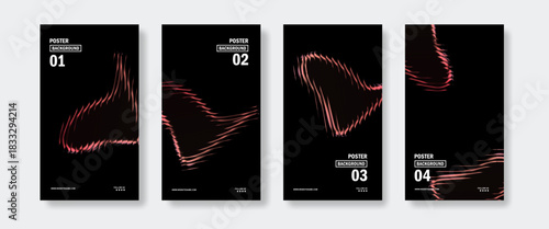 Soft red wave shapes created with smooth glowing light streaks on a dark background. Ideal for modern posters, creative digital layouts, and stylish abstract design projects.