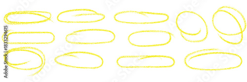 Hand drawn red pen highlight round oval frame set. Handwritten red marker, pencil scribble stroke line oval frame. Brush round frame highlight. Grunge scratch style set. Vector illustration. scribble 