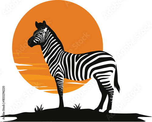 Zebra in the grass vector isolated on white background