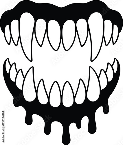 Dripping Vampire Fangs Horror Illustration.
