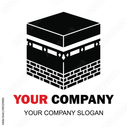 Kaaba isometric vector. sacred mosque for islamic pilgrimage design