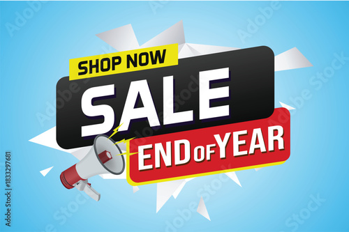 End of year Sale word concept vector illustration with lines and 3d style, landing page, template, ui, web, mobile app, poster, banner, flyer, background, gift card, coupon, label, wallpaper

