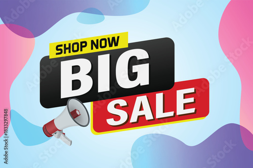 Big sale buy now poster banner graphic design icon logo sign symbol social media website coupon Banner design template for marketing. Special offer promotion retail

