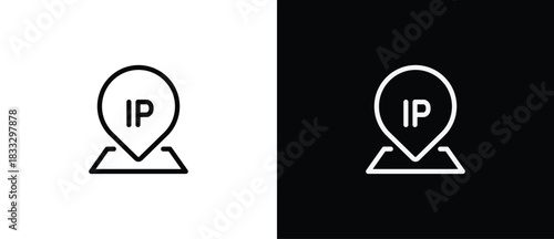 Ip Address icon. Cybersecurity linear icon. Network Security, thin vector lines on a transparent and black background. Editable stroke.