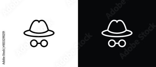 Incognito mode icon. Cybersecurity linear icon. Network Security, thin vector lines on a transparent and black background. Editable stroke.