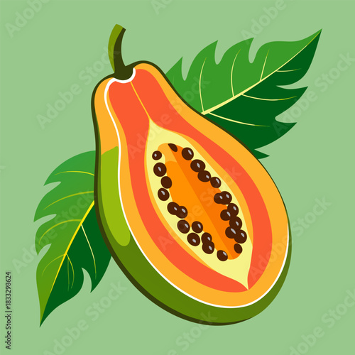 papaya fruit isolated on white background