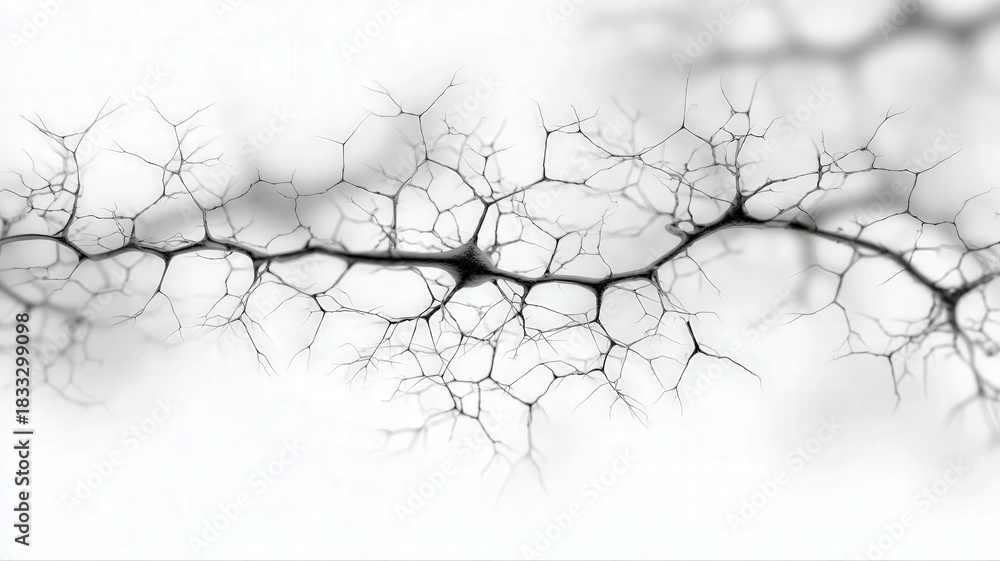 Obraz premium Minimal Mycelium Structure with Spreading Filaments
